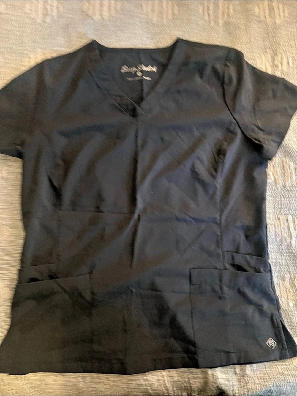 Easy stretch dark gray scrub top